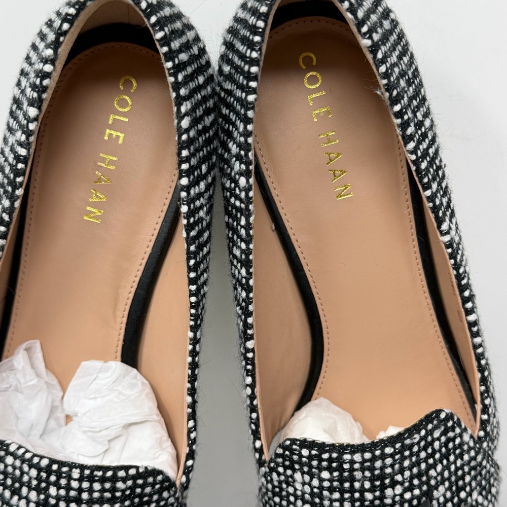 Cole Haan Viola Black & White Tweed Pointed Toe Skimmers/Loafers Size 9B - Picture 9 of 11